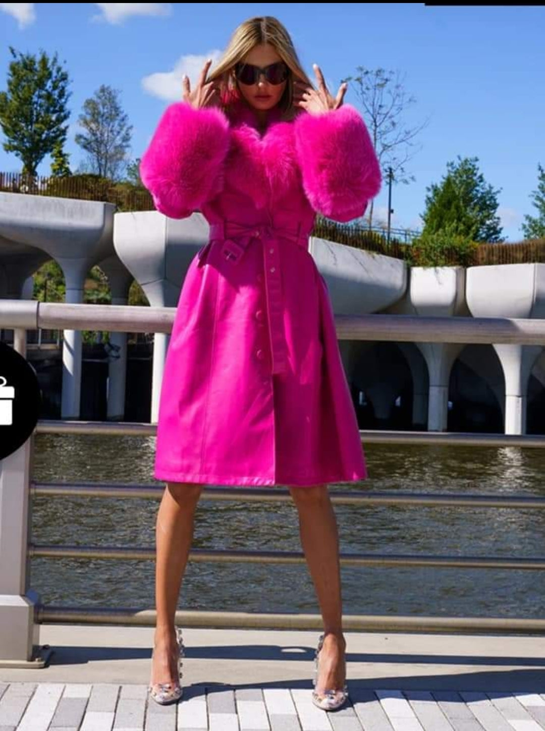 Eco leather pink jacket